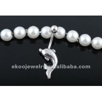 Jumping Dolphin CZ Belly Ring Body Jewelry