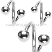 G23 Titanium Body Jewelry Highly Polished Titanium Spiral Twister With Ball
