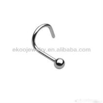G23 Titanium Body Jewelry Highly Polished Titanium Nose Ring Nose Screw With Ball