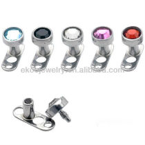 Highly Polished Surface Piercing G23 Titanium Body Jewelry Titanium Dermal Anchor With Flat Gem Ball Mixed Colors Free Shipping
