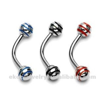 Epoxy Stripe Ball Eyebrow Ring Body Piercing Jewelry 16 Gauge Mixed Sizes Mixed Colors