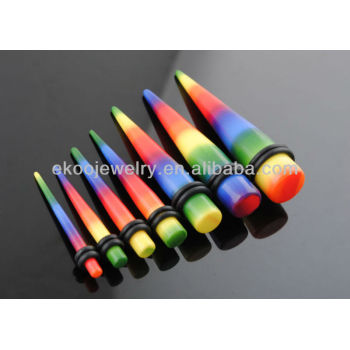 Vibrant Rainbow Tie Dye Ear Taper