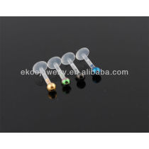 Body Piercing Jewelry Internal Bio Plastic Monroe Labret With Anodized Ball Lip Ring 1.2*8*2.5mm Mixed Colors