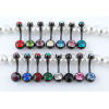 Black Anodized Double Gem Belly Button Rings Body Jewelry