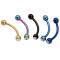 Body Piercing Steel Titanium Anodized 16 Gauge Double Gem Eyebrow Ring Mixed Colors