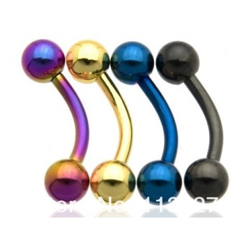 14 Gauge Titanium Plated Curve Barbell Titanium Anodized Eyebrow Ring 1.6*8*4mm Mixed Colors Body Jewelry