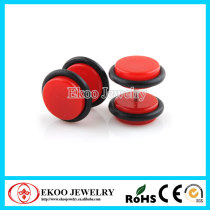 Neon Red Cheater Plug with O-Rings Acrylic Fake Ear Plugs