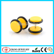 Neon Yellow  Cheater Plug with O-Rings Acrylic Fake Ear Plugs