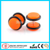 Neon Orange  Cheater Plug with O-Rings Acrylic Fake Ear Plugs