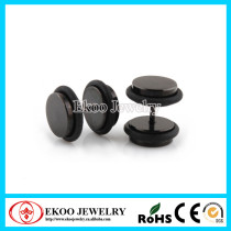 Black Titanium Anodized Cheater Plugs with O-Rings Earrings Fake Plugs