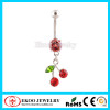 Surgical Steel Red Cherry CZ Hanging Belly Button Ring