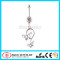 Surgical Steel Gemmed Double Butterfly Dangle Belly Navel Ring
