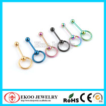 Titanium Anodized Slave Ring Barbell Free Sample Tongue Rings