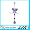 Butterfly with One Drop CZ Dangle Diamond Belly Button Ring