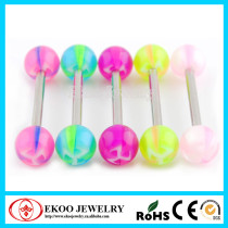 316L Surgical Steel Barbell with UV Windmill Balls Tongue Bars