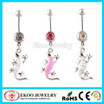 316L Surgical Steel Lizard Dangle Crazy Belly Button Rings