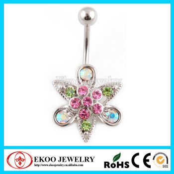 Multi-Paved Vintage Flower Indian Style Belly Ring