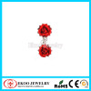 316L Surgical Steel Reverse Red Rose Belly Ring
