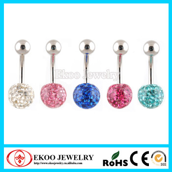 Hot Selling Epoxy-Covered Multi-Paved Ball Navel Belly Ring