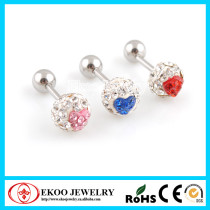 316L Surgical Steel Heart Ferido Crystal Ball Tragus Ear Piercing Jewelry