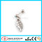 316L Surgical Steel Crystalline Gem Falling Feather Dangle Cartilage Piercing Earrings
