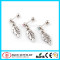 316L Surgical Steel Crystalline Gem Falling Feather Dangle Cartilage Piercing Earrings