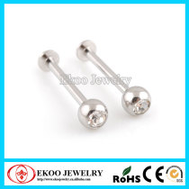 316L Surgical Steel Cheek Piercing Extra Long Labret with CZ Gem Labret Piercing