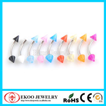 316L Surgical Steel Curved Eyebrow with UV Spikes Eyebrow Ring