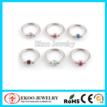 Captive Bead Ring with Gem Ball Free Sample Body Piercing Jewelry