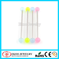 Surgical Steel Glow In The Dark Acrylic Unique Industrial Barbell