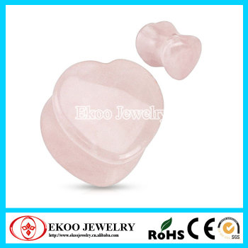 Heart Shaped Rose Quartz Natural Stone Saddle Plug Stone Plugs