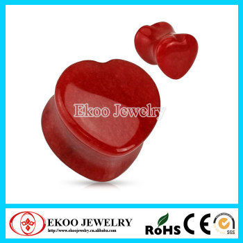 Heart Shaped Red Jade Natural Stone Saddle Plug Stone Plugs