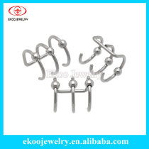 Steel Triple Hoop Cartilage Clip On with Balls Ear Cartilage Piercing Jewelry