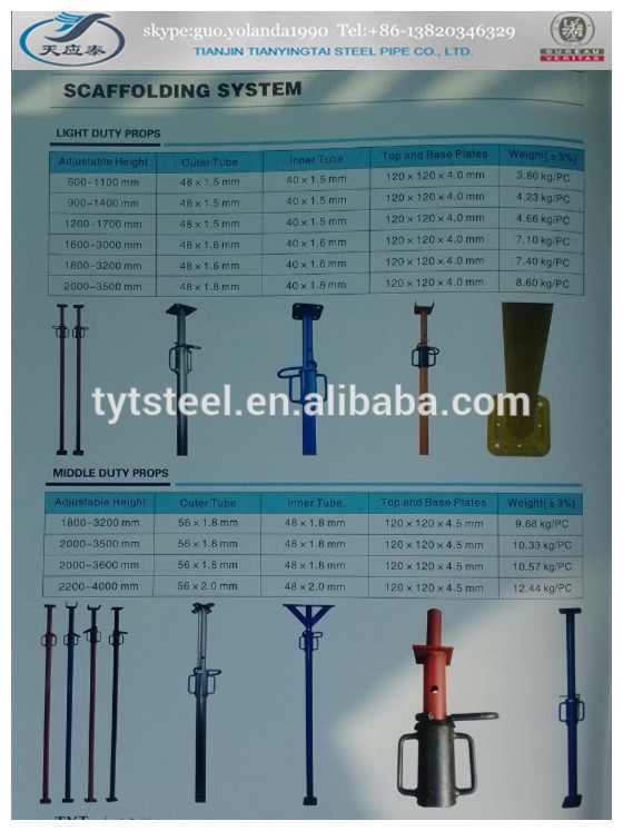 Q195 color coated pipe support steel props