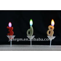 color flame number candle