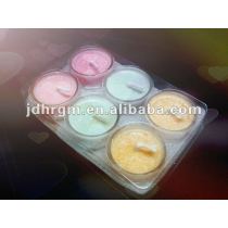colour flame round glass tealight candles