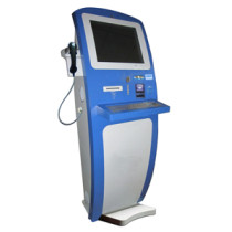 H3 Payment kiosk with metal keyboard, handset, cash validator, coin acceptor, card reader and receipt printer