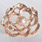 gold color round pink freshwater brooch pearl