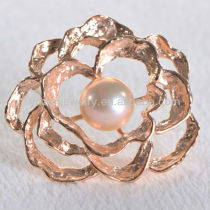 gold color round pink freshwater brooch pearl