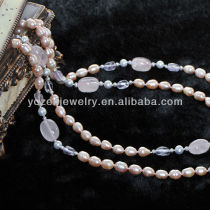Pink crystal,white freshwater pear lfashionable necklaces