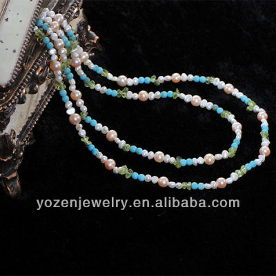 Fashion jewelry,long crystal,freshwater pearl necklace patterns