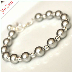 Silver pear beads with alloy bead pearl bracelet jewelry
