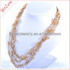 Charming freshwater pearl golden multistrand pearl necklace designs