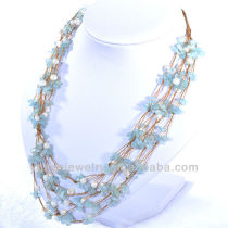 Charming freshwater pearl golden multistrand pearl necklace designs