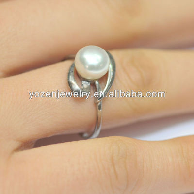 2012 design wholesale 6-7mm button freshwater pearl ring