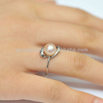 2012 design wholesale 8-9mm button sterling silver pearl ring settings