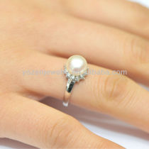 8-9mm button sterling silver pearl ring settings