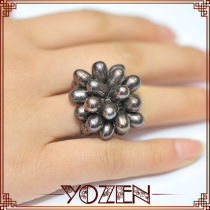 2012 design wholesale 6-7mm rice freshwater pearl ring