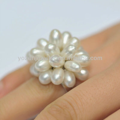 2012 design wholesale 6-7mm rice freshwater pearl ring mounts