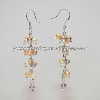 Multicolor Freshwater Pearl gold plated earrings